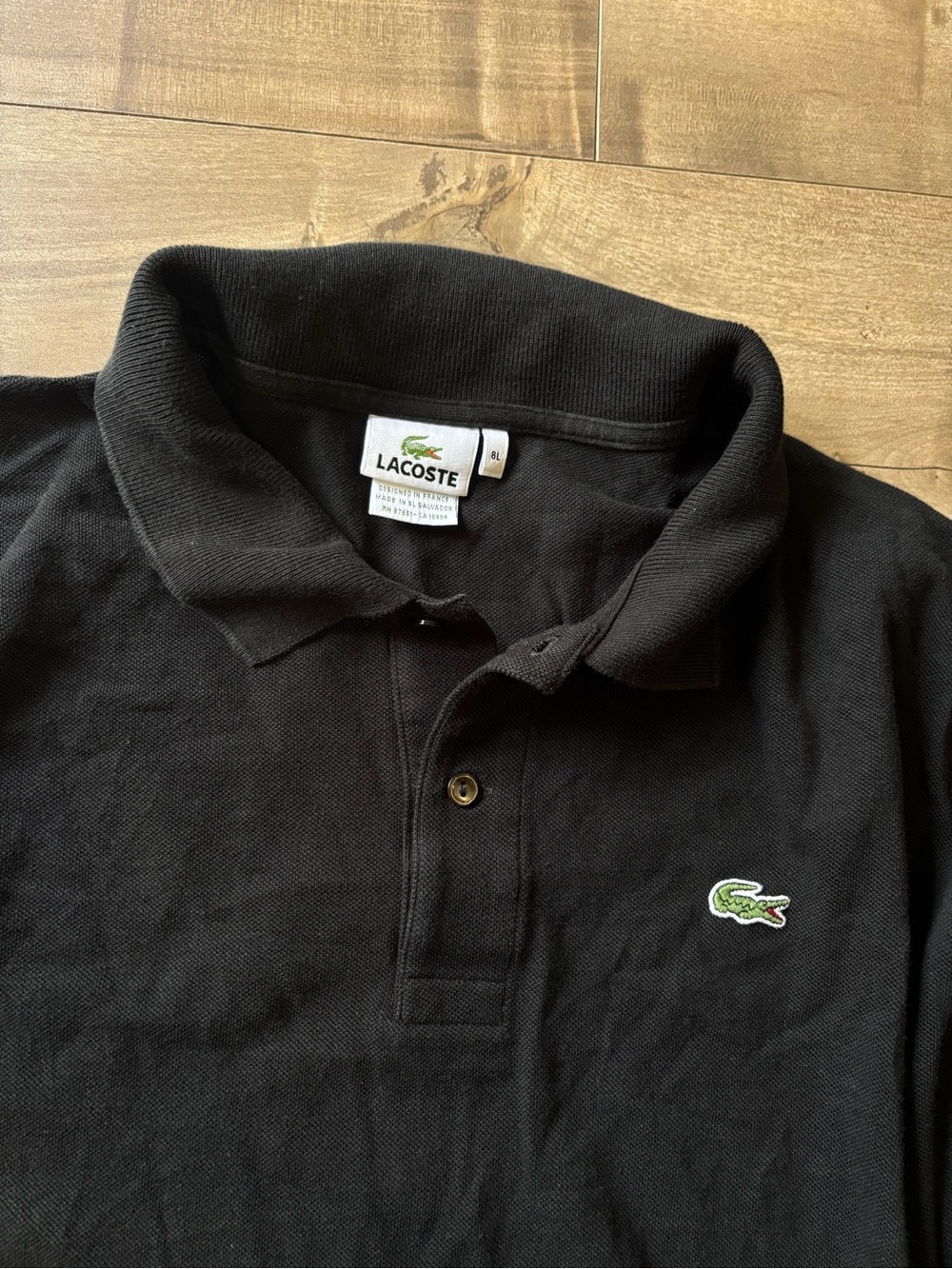 Lacoste Classic Fit Long Sleeve Polo Shirt Black - Men's Size 8L / US 3XL Tall 3
